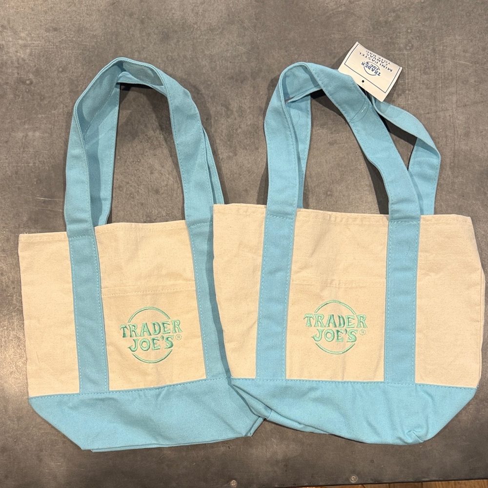 Trader Joe's Mini Pastel Canvas Tote Bags (Qty.2)